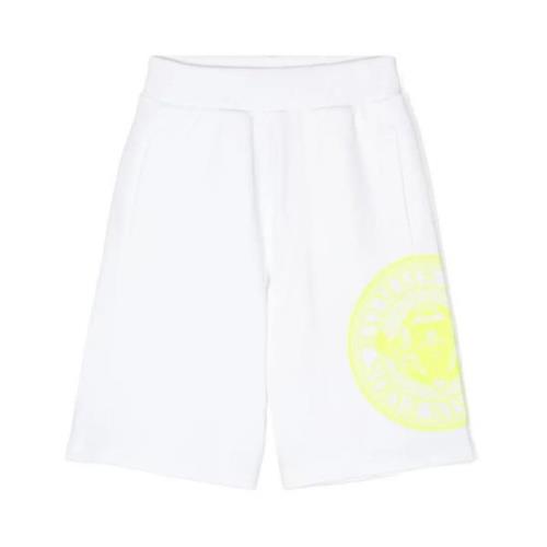 Hvide Bermuda Shorts med Gul Logo