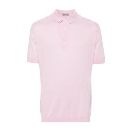 Pink Bomuldspolo Skjorte Korte Ærmer