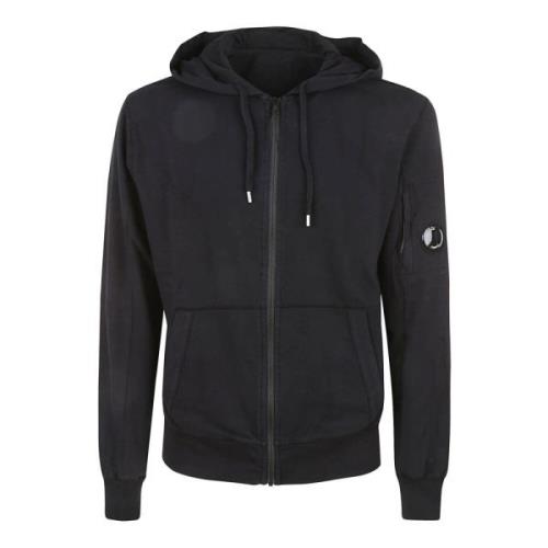 Sort Zip-Through Hoodie med Cappuccio Design