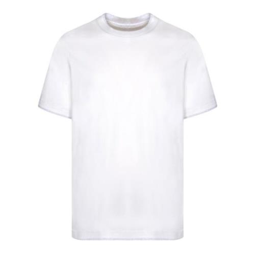 Hvid Bomulds T-shirt Rundhals Korte Ærmer