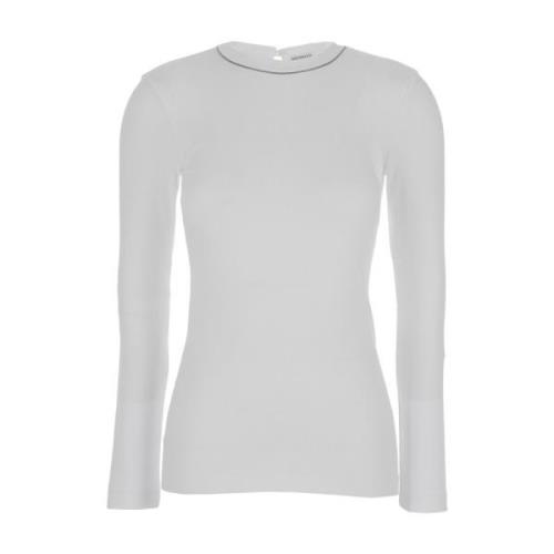 Ribbed Long Sleeves T-shirt Hvid