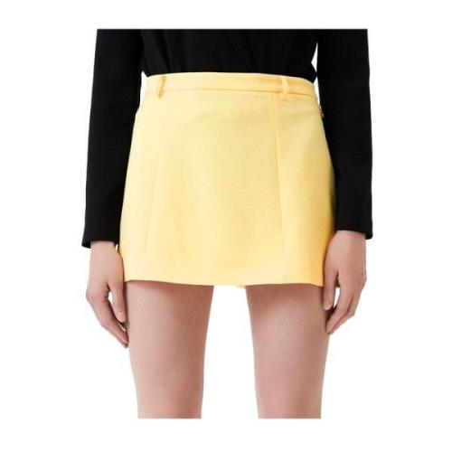 Gul Crepe Miniskirt med Side Zip