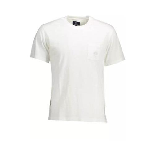 Broderet hvid bomuld T-shirt