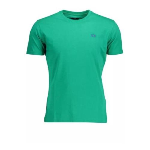 Grøn Bomulds T-shirt med Broderi