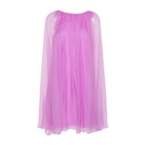 Amethyst Lilla Silke Chiffon Kjole