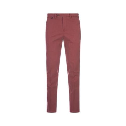 Røde bomuld-lyocell bukser med mellemhøj talje