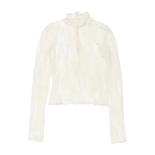 Hvid Jacquard Turtleneck Top