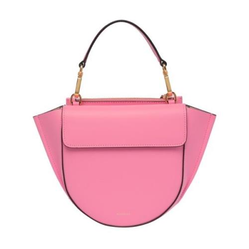 Pink Hortensia Håndtaske med Lynlåslukning