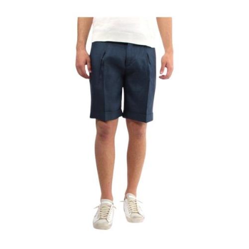 Linned Bermuda Shorts Regular Fit Blå