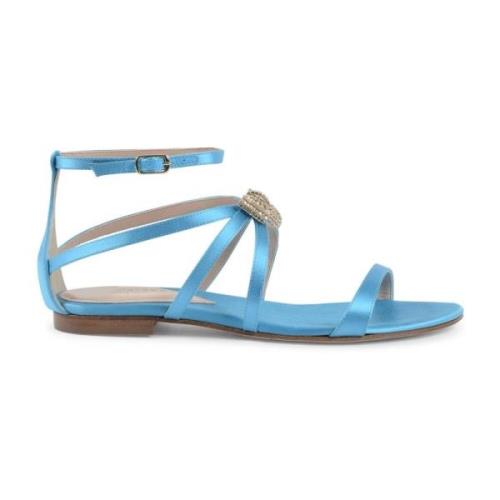 Satin Bue Ankelrem Sandal