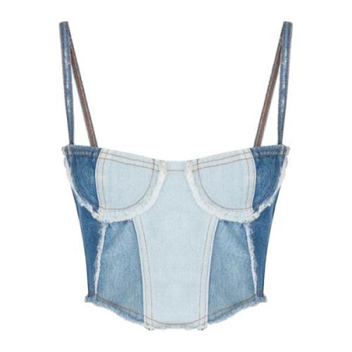 Denim Top med Hjerteudskæring