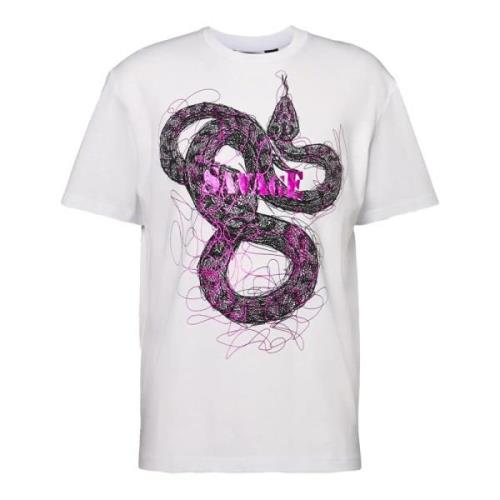 Slange Print Rund Hals T-shirt