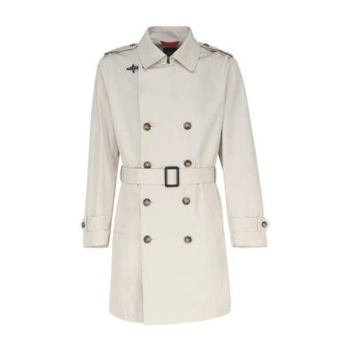 Navy Taffeta Double-Breasted Trench Coat