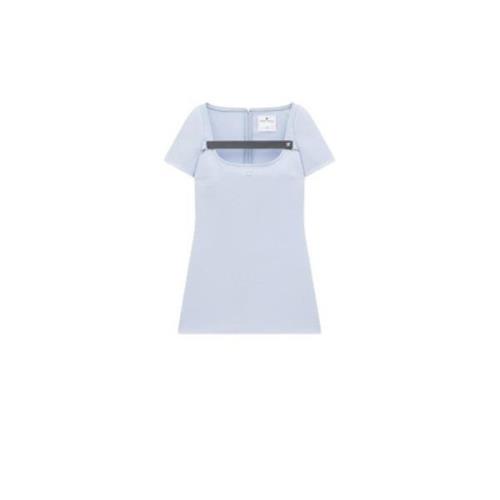 Himmelblå Twill T-Shirt Kjole med Aftagelig Harnisk