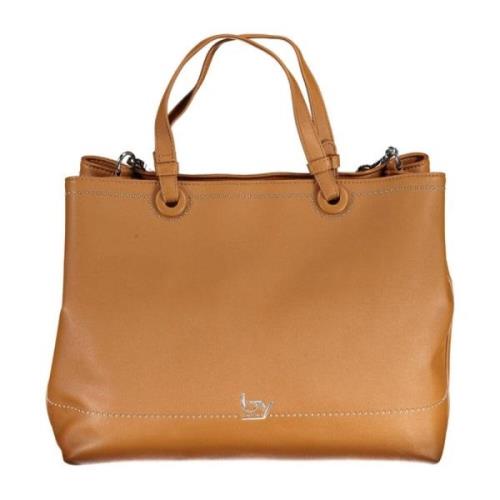Brun To-farvet Håndtaske med Logo
