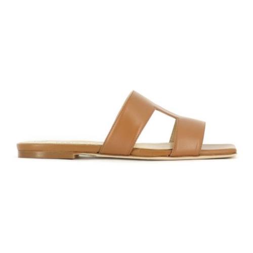 Luksuriøse valnød læder sandal slides