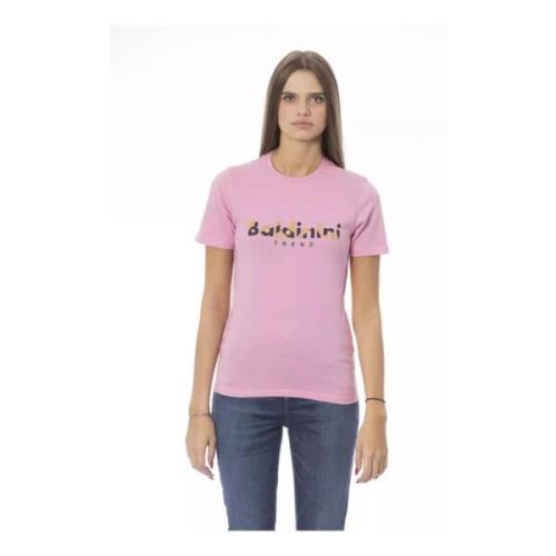 Pink Crew Neck T-Shirt med Print