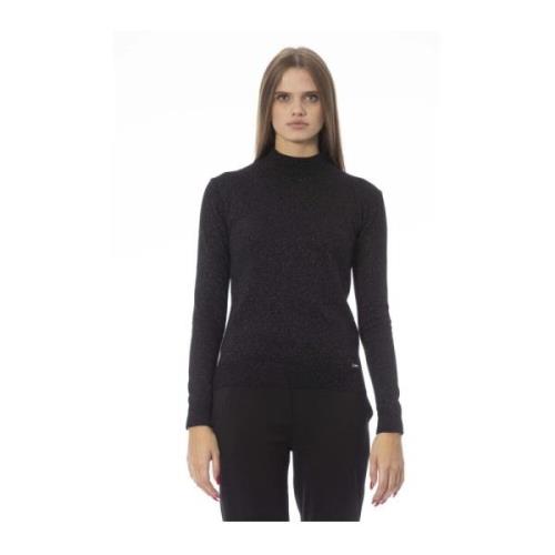 Sort Ribstrikket Turtleneck Sweater