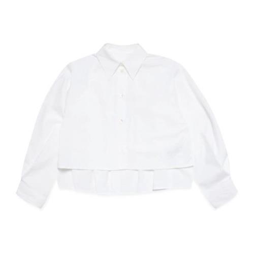 Hvid Bomuldsskjorte med Nummer Motiv