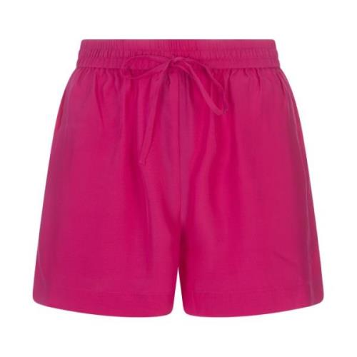 Fuchsia Silke Elastisk Talje Shorts