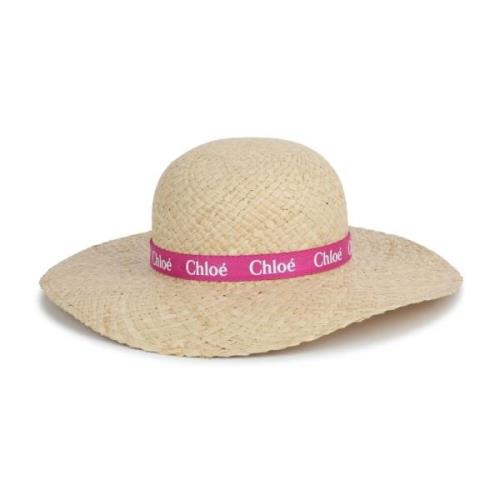 Børn Beige Straw Hat med Bred Skygge