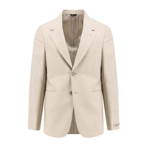 Beige Blazer Klassisk Revers To Knapper