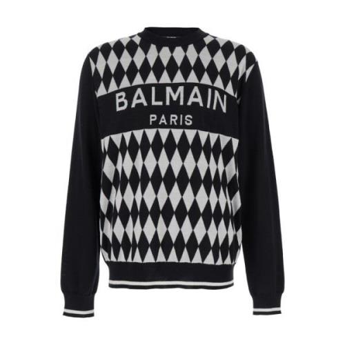 Diamant Jacquard Crewneck Sweater Sort