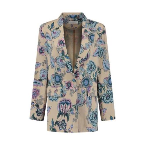 Blomstret Beige Blazer Sophie Kvinder