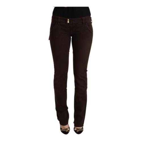 Slim Fit Denim Jeans Brun Knap