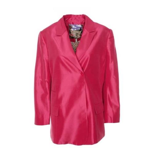 Elegant Silkeblazer med Peak Revers