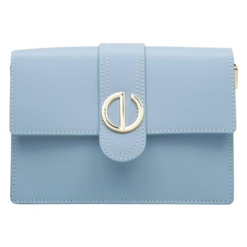 Lysblå Læder Håndtaske Elegant Stil