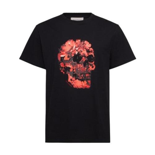Blomstret T-shirt med kranieprint
