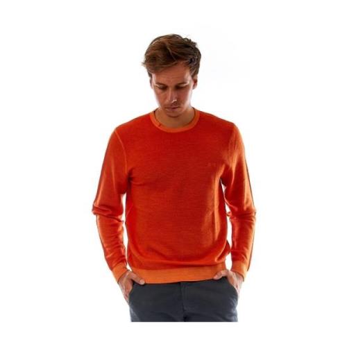 Orange Merino Uld Sweater Ribbed Krave