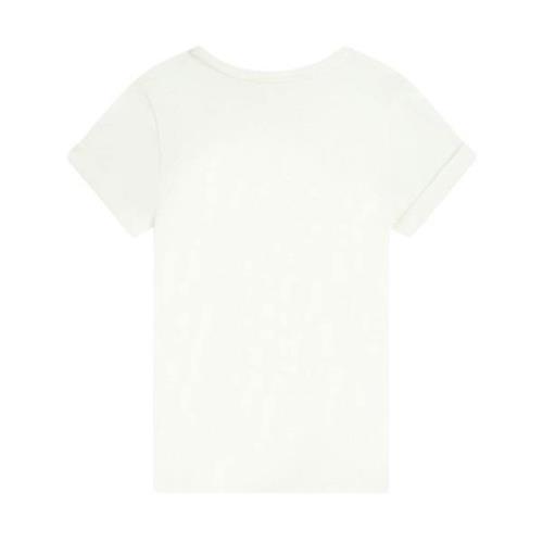 Broderet Hvid T-shirt Jersey Kortærmet