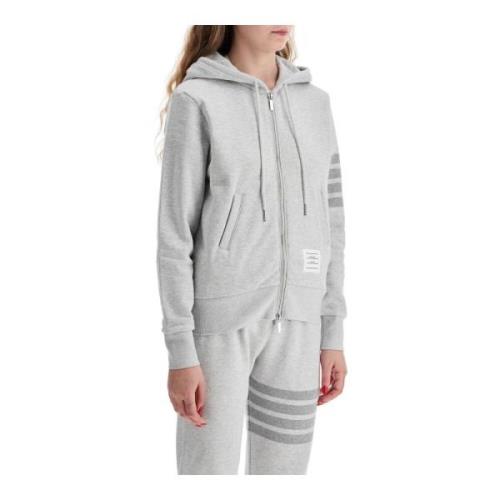 4-Bar Zip Hoodie i Grå Bomuld