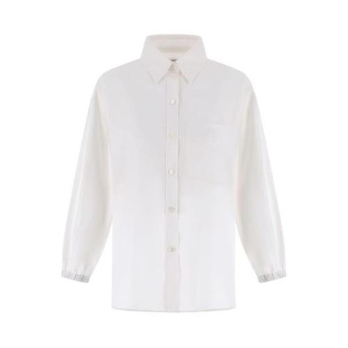 Hvid Skjorte med Krøllede Manchetter