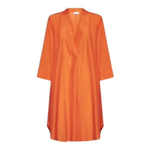 Silke V-Hals Orange Kjole