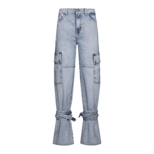 Blå Denim Cargo Lomme Jeans