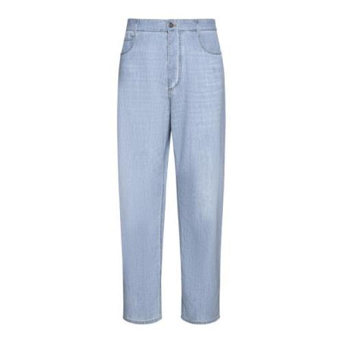 Stilfulde Denim Jeans i Hvid/Blå