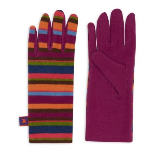 Stribet Fuchsia Fleece Handsker