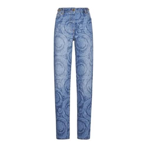 Blå Denim Barocco Print Jeans