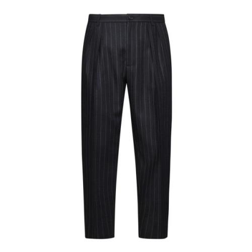 Pinstripe Wool Tapered Trousers