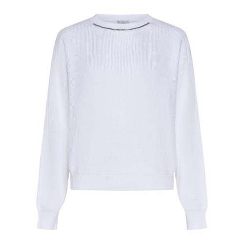 Hvid Beaded Trim Sweater