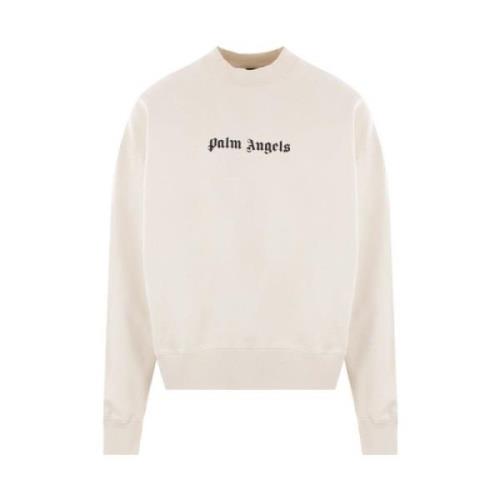 Beige Sweater med Logo Print