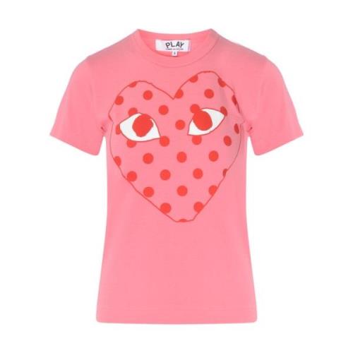 Rosa T-shirt med rød hjerte