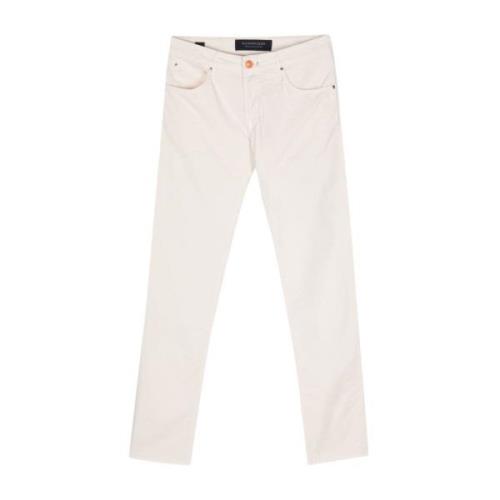 Broderet Logo Slim Fit Hvide Jeans