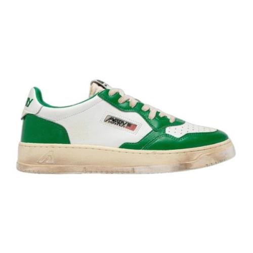 Vintage Læder Sneakers Blanc Vert