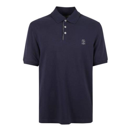 Navy Blue Polo Shirt Logo Print