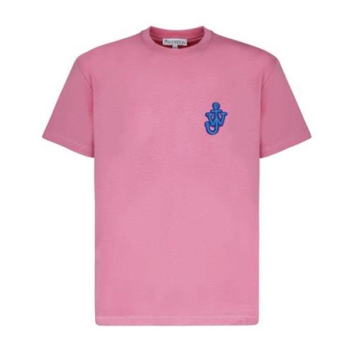 Pink Bomuld T-shirt med Anker Patch