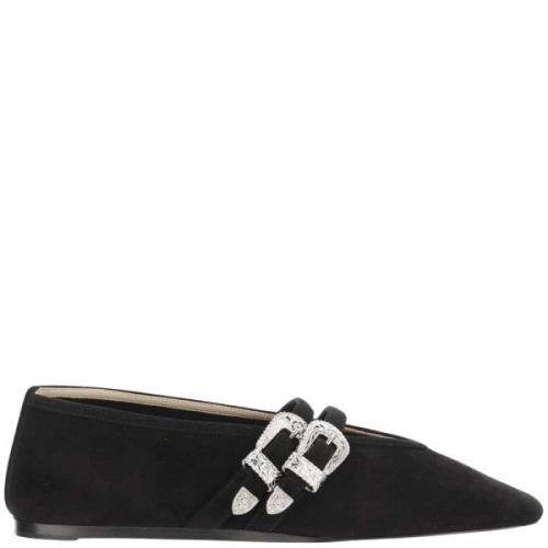 Elegant Blå Ruskind Ballet Flats